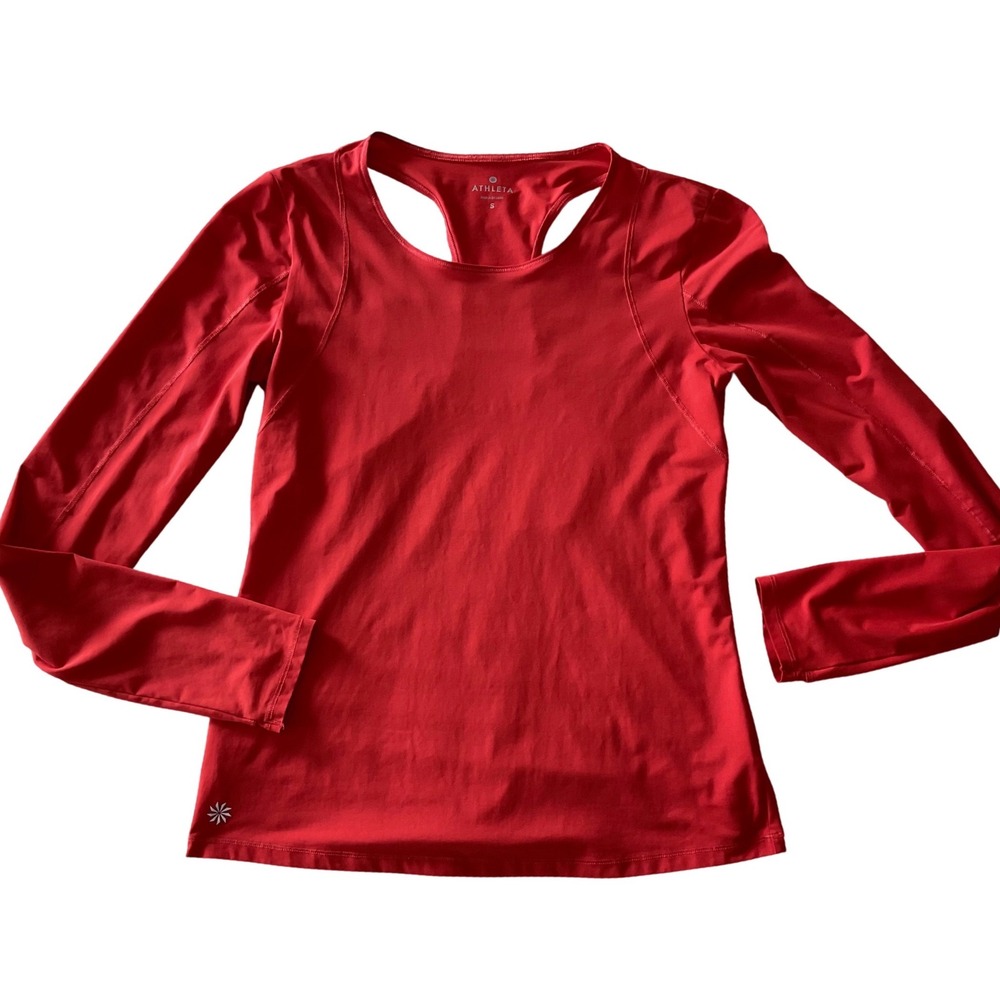 Athleta Rally Up Long Sleeve Athletic Top Racerback Cut Out Shirt Thumb Holes